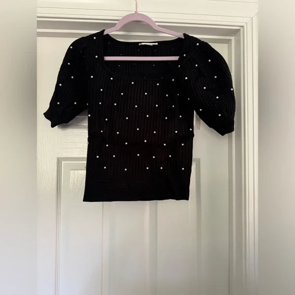 Women’s Knit Two Piece Puff Sleeve Top and Mini Skirt Set - Picture 6 of 11